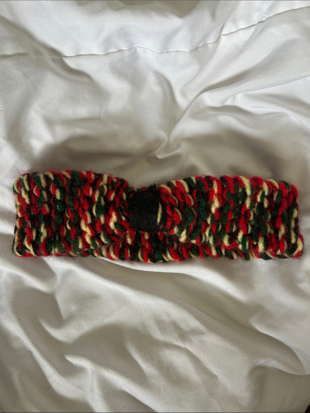 Cozy Multicolor Knit Headband with Button Accent